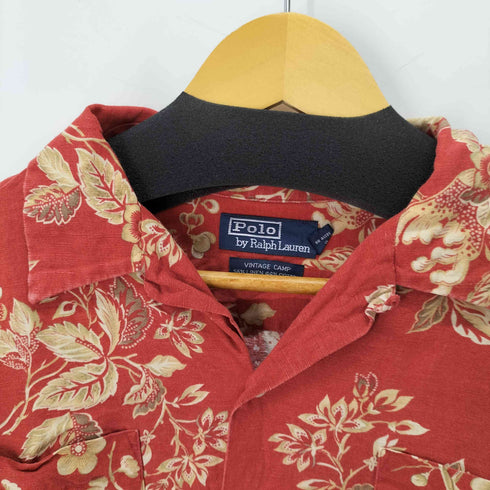 ポロバイラルフローレン Polo by RALPH LAUREN 90s VINTAGE CAMP S/S 総柄 リネン混開襟アロハシャツ メンズ JPN:L