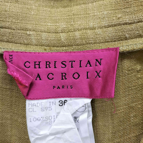 クリスチャンラクロワ Christian Lacroix フランス製 シルク100%ネップ加工 タックパンツ レディース EUR:36