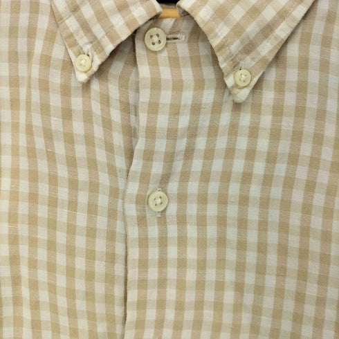 ラルフローレン RALPH LAUREN 90S BOB CAMP シルクリネン チェックシャツ メンズ import:L