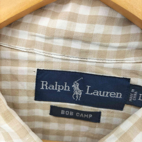ラルフローレン RALPH LAUREN 90S BOB CAMP シルクリネン チェックシャツ メンズ import:L