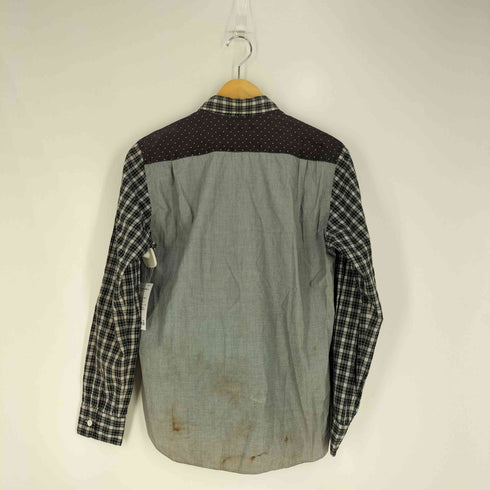 コムデギャルソンオム COMME des GARCONS HOMME パッチワーク ドット/チェック切替 長袖シャツ メンズ JPN:XS