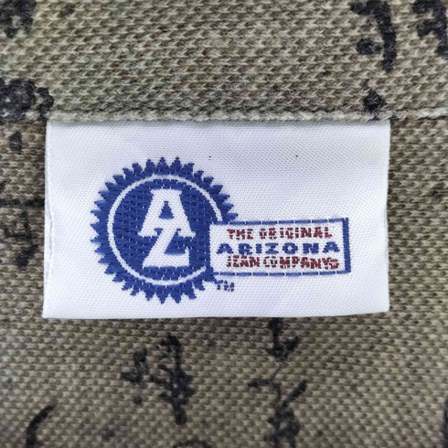 アリゾナ arizona 00s 総柄 コットンオープンカラーシャツ 鹿の子 漢字 メンズ JPN:L