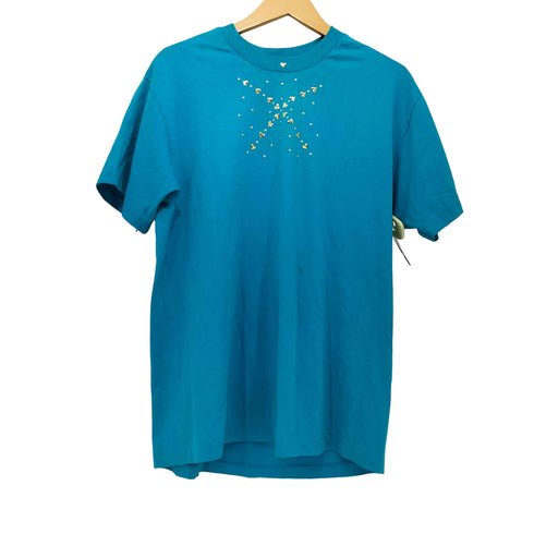 90S USA製 HANESボディ スタッズ コットンポリ シングルステッチ S/S クルーネック Tシャツ メンズ import:L