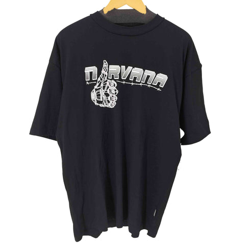 nirvana street wear フロントロゴプリントクルーネックTシャツ メンズ import:XL