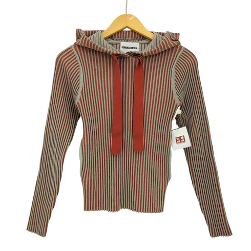BEEDEN SWITCH COL RIB KNIT HOODIE レディース
