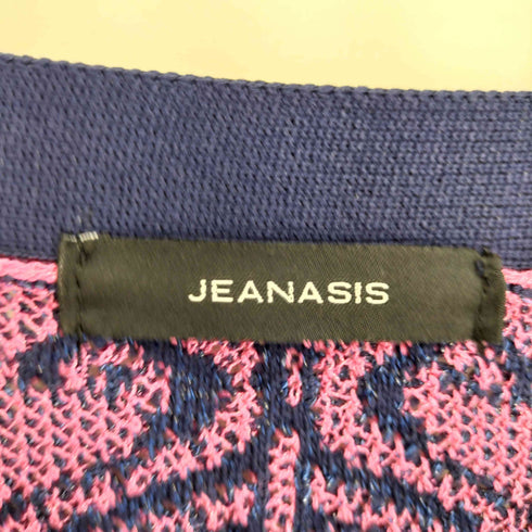 ジーナシス JEANASIS 12G ダマスク ジャガード V カーディガン レディース FREE