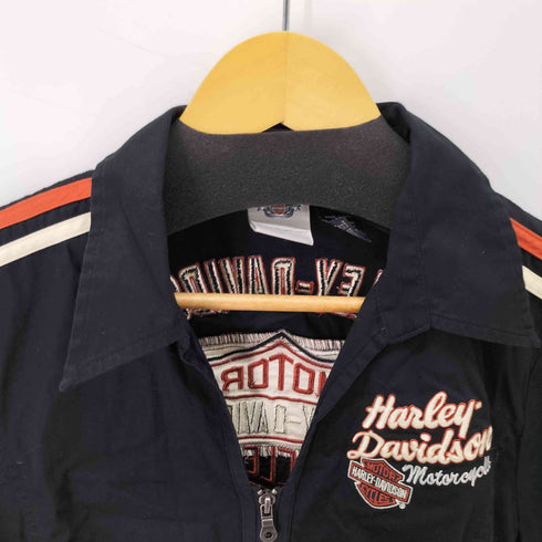 ハーレーダビッドソン HARLEY-DAVIDSON 両面刺繍デザイン S/S ジップシャツ メンズ import:L