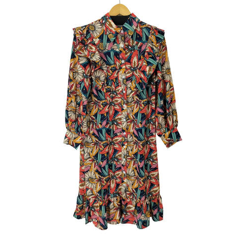 シーイン SHEIN fruda kahlo 花柄フリルシャツワンピース レディース import:XS