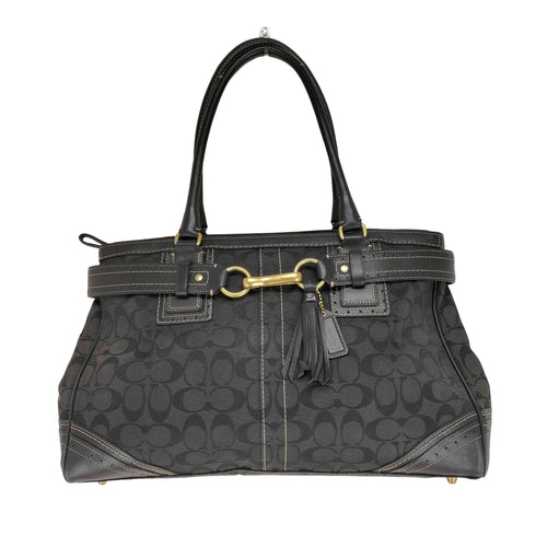 コーチ COACH シグネチャーロゴ レザー×キャンバス トートバッグ レディース
