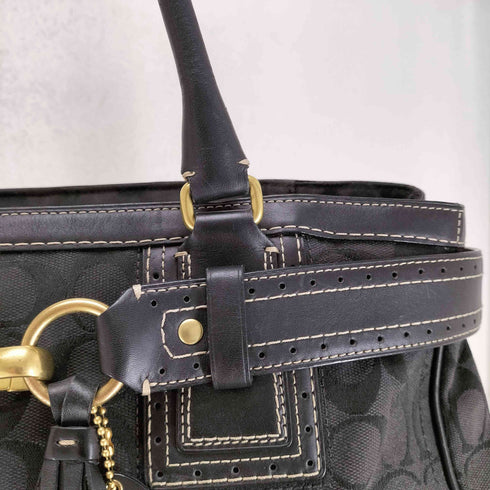 コーチ COACH シグネチャーロゴ レザー×キャンバス トートバッグ レディース