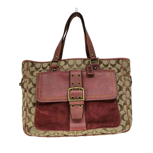 コーチ COACH シグネチャーロゴ レザー切替キャンバストートバッグ レディース