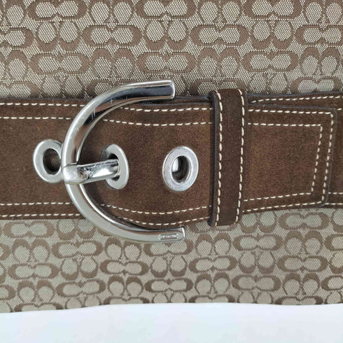 コーチ COACH マイクロシグネチャーロゴ スウェード切替ショルダーバッグ レディース