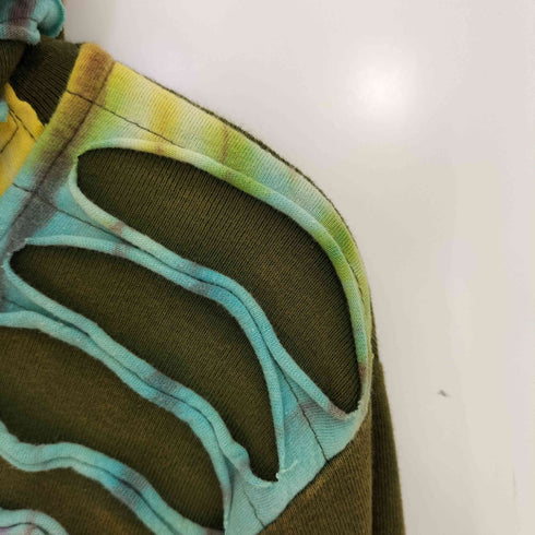 ネパール製 タイダイ パッチワーク ジップパーカー カットソー地 レディース import:S