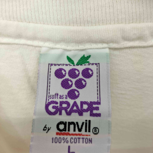 アンビル Anvil 90S USA製 GRAPEタグ フロントプリント クルーネック Tシャツ シングルステッチ メンズ import:L