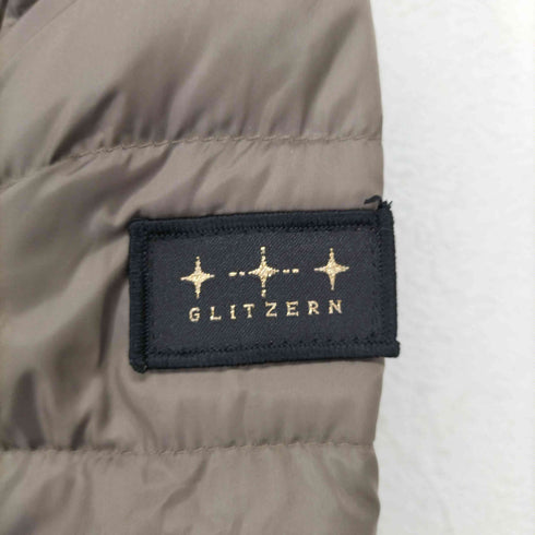 GLITZERN 袖ロゴフーデッドダウンコート レディース M