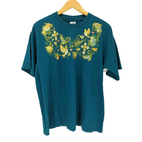 カルクルー Cal Cru 90S USA製 フロントプリント クルーネック Tシャツ 袖シングル メンズ import:L