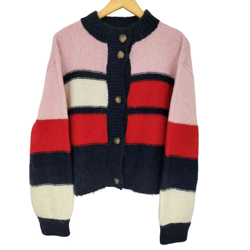 トミージーンズ tommy jeans カラーブロックハイネックカーディガン レディース import:M