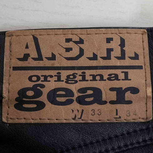 A.S.R. 本革 レザー ストレート パンツ メンズ W33 L34