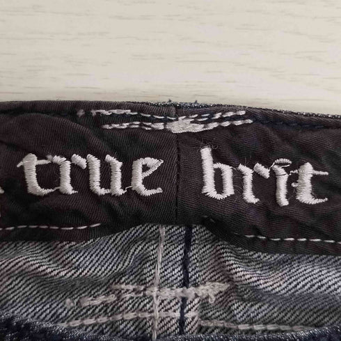 true brit Y2K 背面刺繍 ダメージ加工 フレア デニムパンツ メンズ 29×33