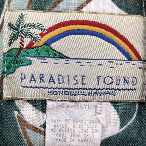 パラダイスファウンド PARADISE FOUND 90S ハワイ製 総柄 花柄 開襟 オープンカラー S/S アロハ シャツ メンズ import:L