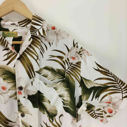 Paradise Sportswear 90S ハワイ製 総柄 花柄 開襟 オープンカラー S/S アロハ シャツ メンズ import:M