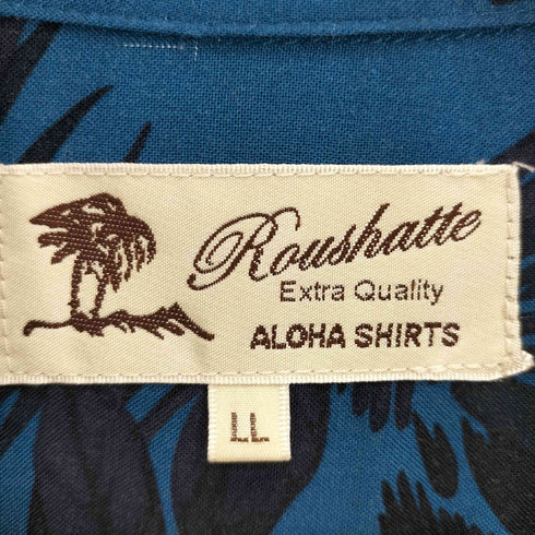 ルーシャット ROUSHATTE リーフ 総柄 開襟 オープンカラー レーヨン アロハ シャツ メンズ Ll