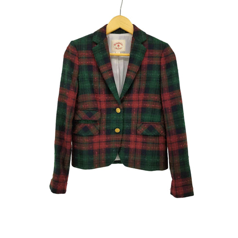 ブルックスブラザーズレッドフリース BROOKS BROTHERS REDFLEECE ウールモヘア 2B チェックテーラードジャケット レディース 0