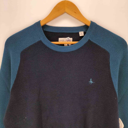 jack wills ワンポイント刺繍ラグランニット メンズ import:S