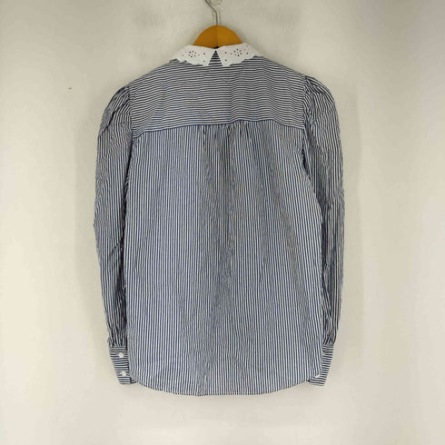 ザラ ZARA 襟フリル L/S ストライプブラウス レディース import:M