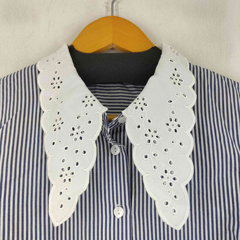 ザラ ZARA 襟フリル L/S ストライプブラウス レディース import:M