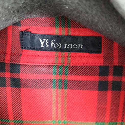 ワイズフォーメン Ys for men 04SS L/S オープンカラーチェックシャツ メンズ
