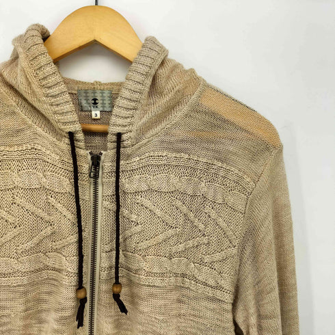 ザショップティーケー THE SHOP TK 00s Y2K リネン混 ダブルジップ ニットパーカー メンズ JPN:3