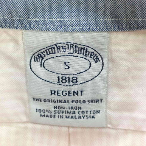 ブルックスブラザーズ BROOKS BROTHERS 1818 REGENT GFロゴ 刺繍 ストライプ S/S ポロカラー シャツ メンズ import:S