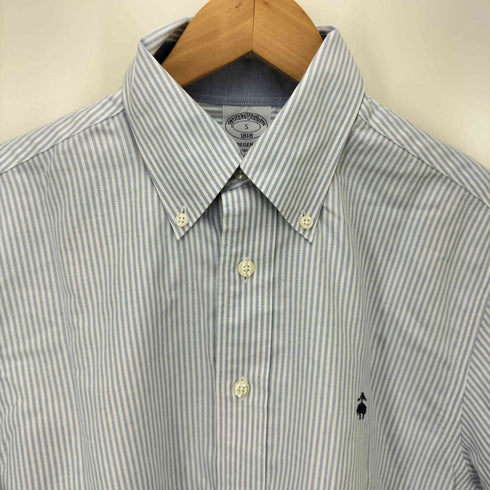 ブルックスブラザーズ BROOKS BROTHERS 1818 REGENT GFロゴ 刺繍 ストライプ S/S ポロカラー シャツ メンズ import:S