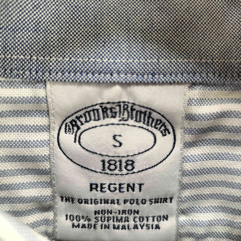 ブルックスブラザーズ BROOKS BROTHERS 1818 REGENT GFロゴ 刺繍 ストライプ S/S ポロカラー シャツ メンズ import:S