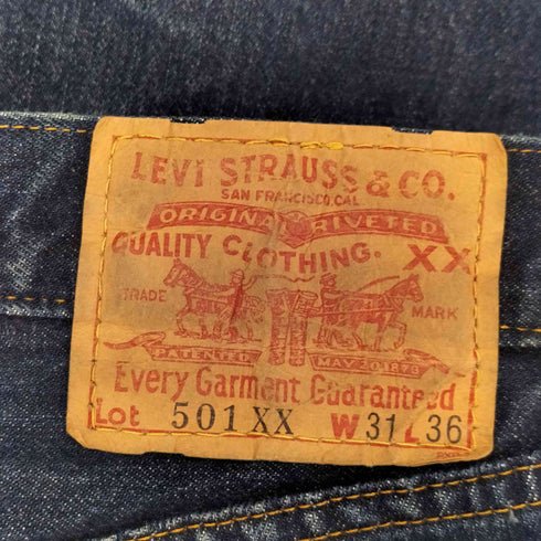 リーバイス Levis 90s 98年製 USA製 ボタン裏555 バレンシア製 501XX BIG E 復刻 ストレートデニムパンツ 濃紺 メンズ 31/36