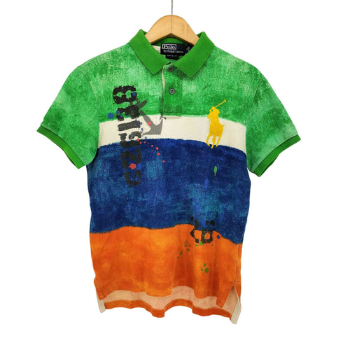 ポロバイラルフローレン Polo by RALPH LAUREN ビッグポニー刺繍 総柄 ポロシャツ メンズ import:M