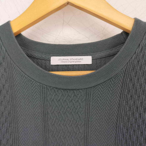 ジャーナルスタンダード JOURNAL STANDARD ジャガードストライプ クルーネック半袖編みTシャツ メンズ JPN:M