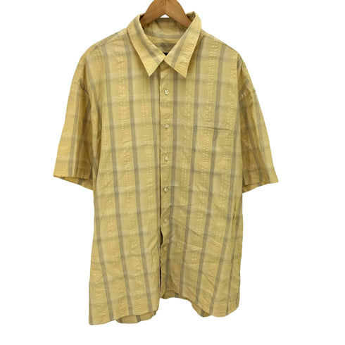 ヴァンヒューゼン VAN HEUSEN 90-00s シアサッカー S/S チェックシャツ メンズ import:XXL