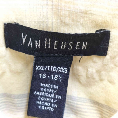 ヴァンヒューゼン VAN HEUSEN 90-00s シアサッカー S/S チェックシャツ メンズ import:XXL