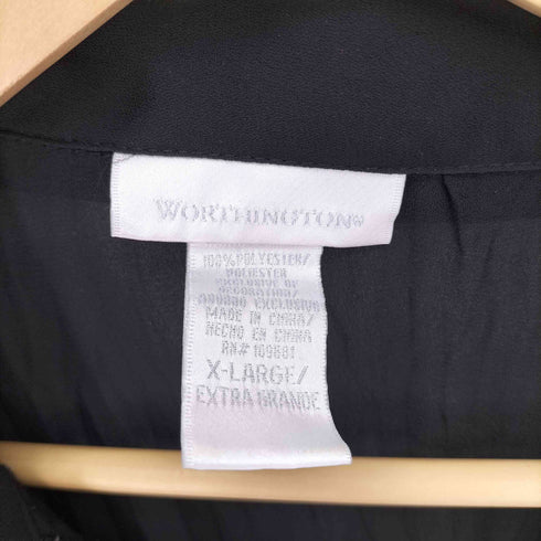 ワシントン worthington フリルタック ポリ シアー シャツ ブラウス レディース import:XL