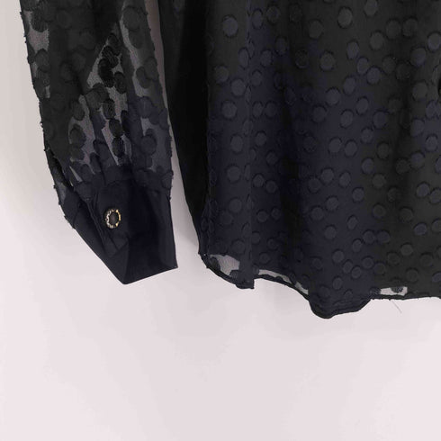 ジャクリーンスミス JACLYN SMITH メキシコ製 紙タグ 花ボタン ドット 総柄 L/S シアー シャツ ブラウス レディース 18W