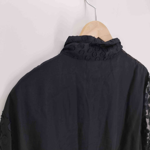 ジャクリーンスミス JACLYN SMITH メキシコ製 紙タグ 花ボタン ドット 総柄 L/S シアー シャツ ブラウス レディース 18W