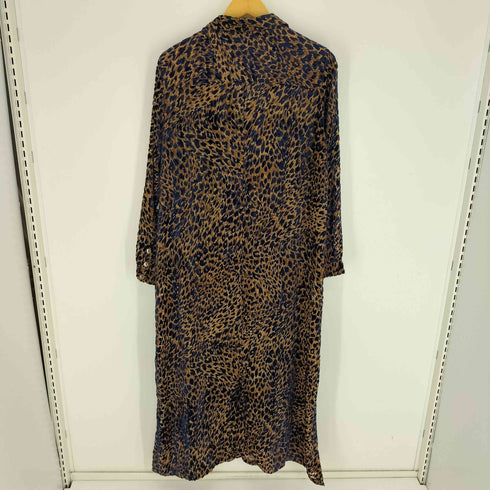 豹柄 レオパード ベロア シアー 切替 L/S シャツ ワンピース レディース