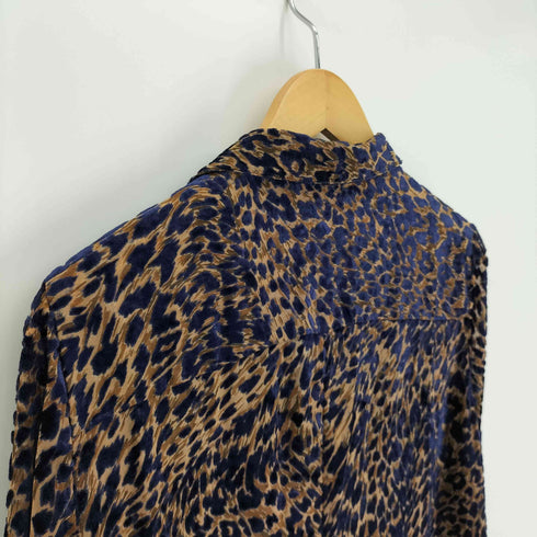 豹柄 レオパード ベロア シアー 切替 L/S シャツ ワンピース レディース
