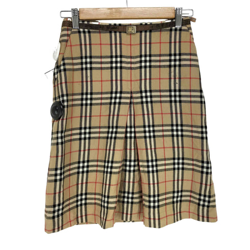 バーバリーブルーレーベル BURBERRY BLUE LABEL レザーウエストマーク ノヴァチェック タイトスカート レディース 38