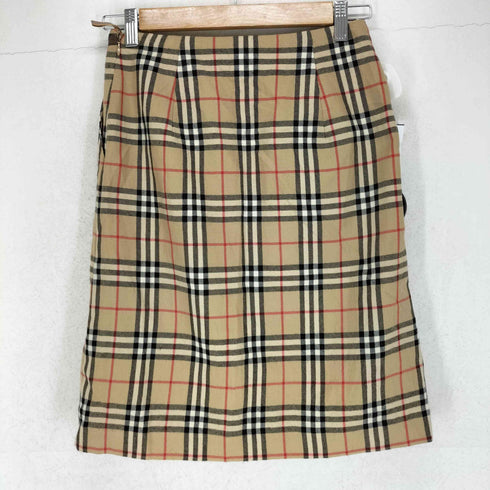 バーバリーブルーレーベル BURBERRY BLUE LABEL レザーウエストマーク ノヴァチェック タイトスカート レディース 38