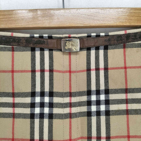 バーバリーブルーレーベル BURBERRY BLUE LABEL レザーウエストマーク ノヴァチェック タイトスカート レディース 38
