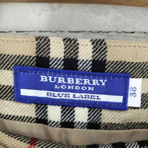 バーバリーブルーレーベル BURBERRY BLUE LABEL レザーウエストマーク ノヴァチェック タイトスカート レディース 38