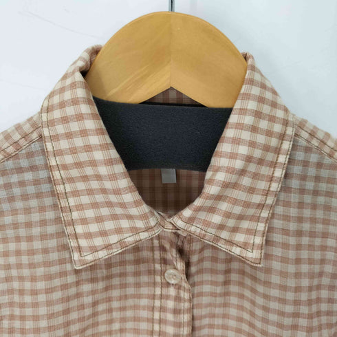 ザラ ZARA L/S シルク混 コットンチェックシャツ レディース import:XS